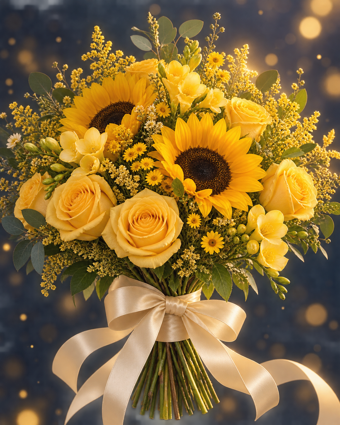 Un hermoso ramo de flores amarillas entregado con cariño